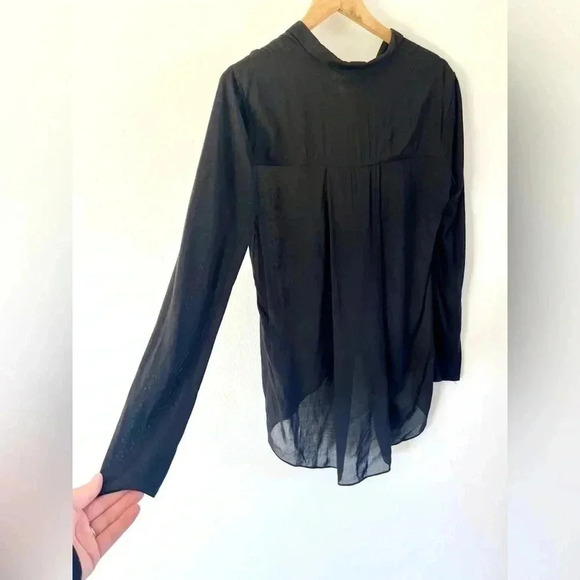 Helmut Lang Black Long Sleeve Lightweight Collared Button Front Shirt Sz Medium - Picture 5 of 9